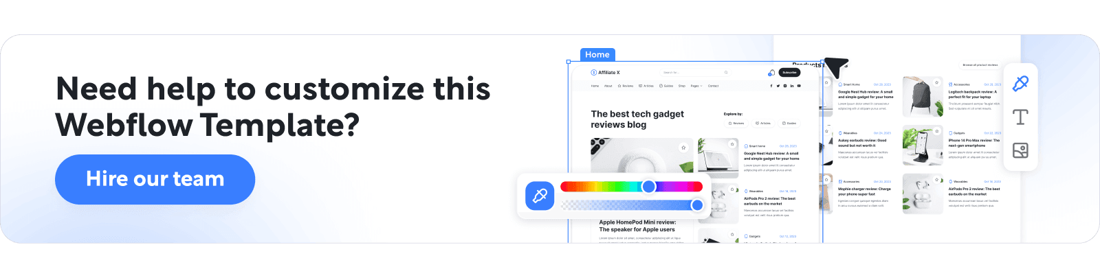 Affiliate X customization and CMS preview