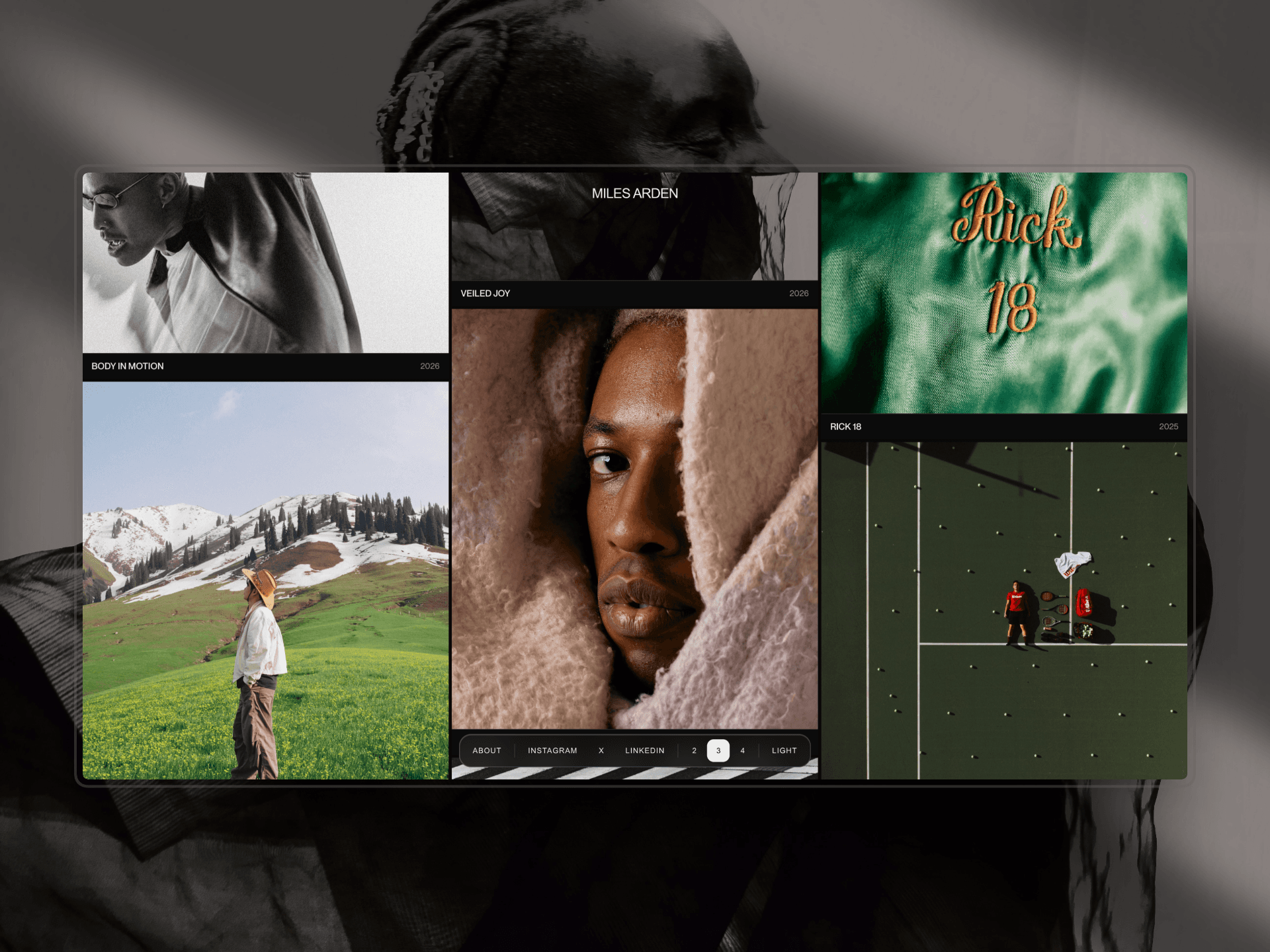 Miles Arden photography portfolio homepage preview